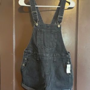 NWT Old Navy black denim short overalls - XS